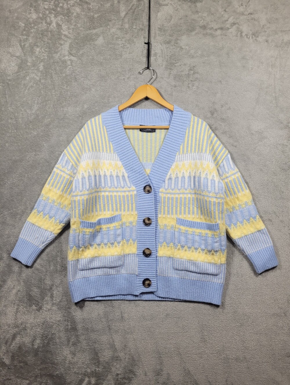 Cider Knit Cardigan Womens Size Small Burton Up Blue Yellow